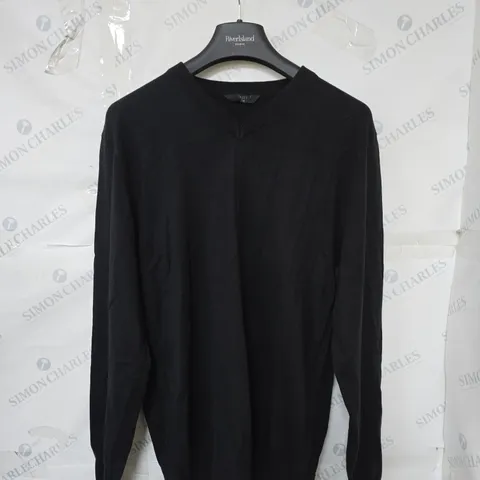 VERY MAN COTTON RICH KNITTED V NECK JUMPER BLACK SIZE MEDIUM