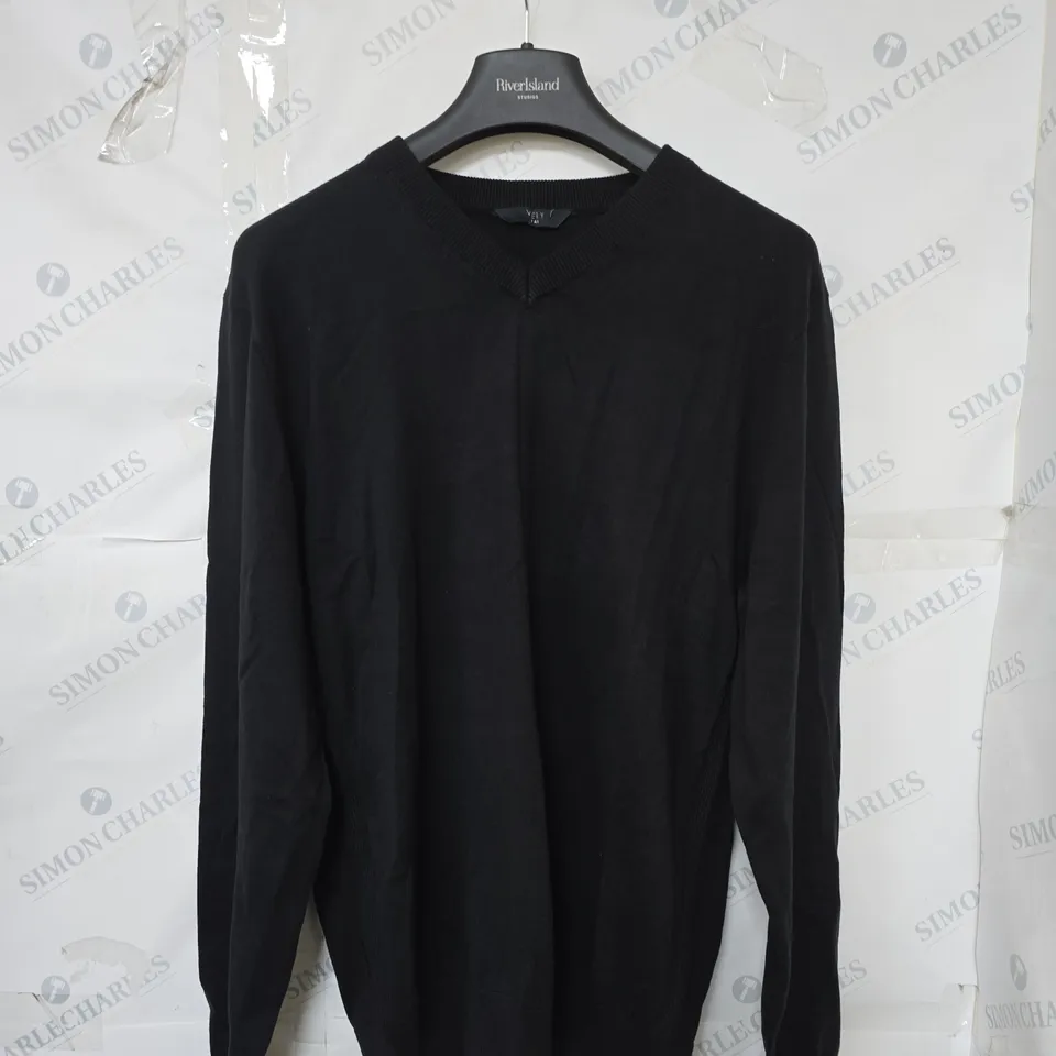 VERY MAN COTTON RICH KNITTED V NECK JUMPER BLACK SIZE MEDIUM