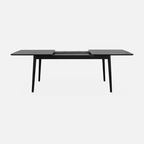 BOXED HUDSON 6-8 SEATER RECTANGULAR EXTENDABLE DINING TABLE, BLACK OAK (1 BOX)