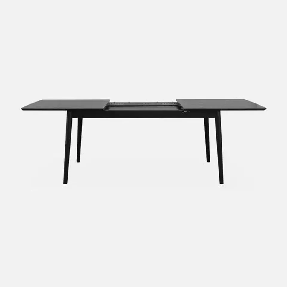 BOXED HUDSON 6-8 SEATER RECTANGULAR EXTENDABLE DINING TABLE, BLACK OAK (1 BOX)