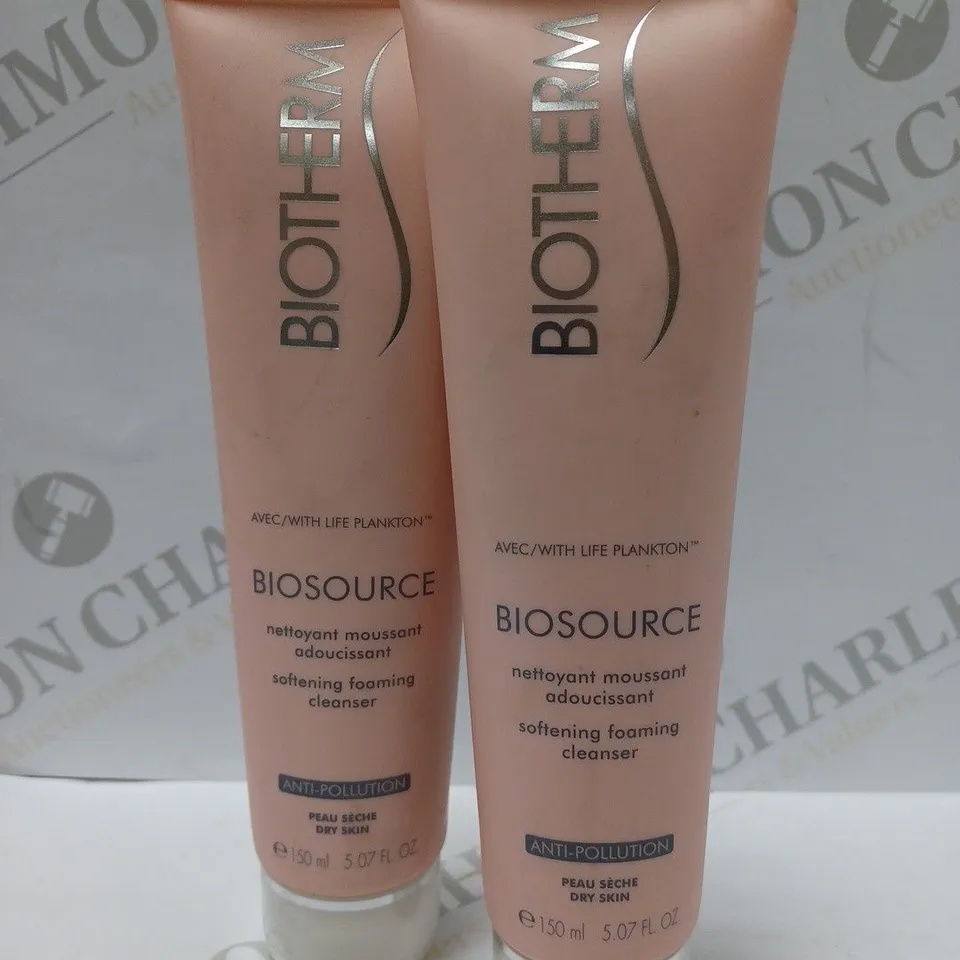 LOT OF 2 X 150ML BIOTHERM BIOSOURCE SOFTENING FOAMING CLEANSER