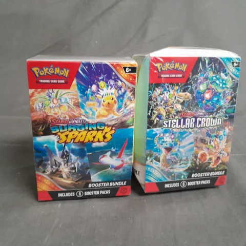 2 SEALED POKEMON BOOSTER BUNDLES TO INCLUDE  SCARLET & VIOLET SURGING SPARKS AND SCARLET AND VIOLET STELLAR CROWN 