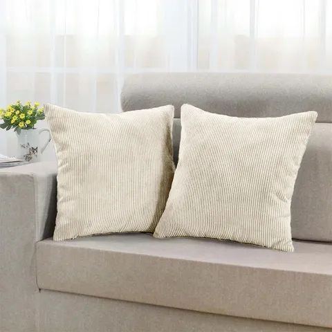 LUXURY PATTERNED VELVET THROW PILLOW COVERS, SET OF 2 SQUARE CUSHION COVERS - CREAM (1 PACKET)