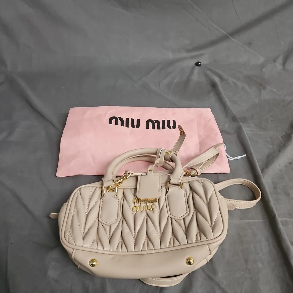 NILU NILU BEIGE MATELASSÉ LEATHER SHOULDER BAG – DUST BAG INCLUDED