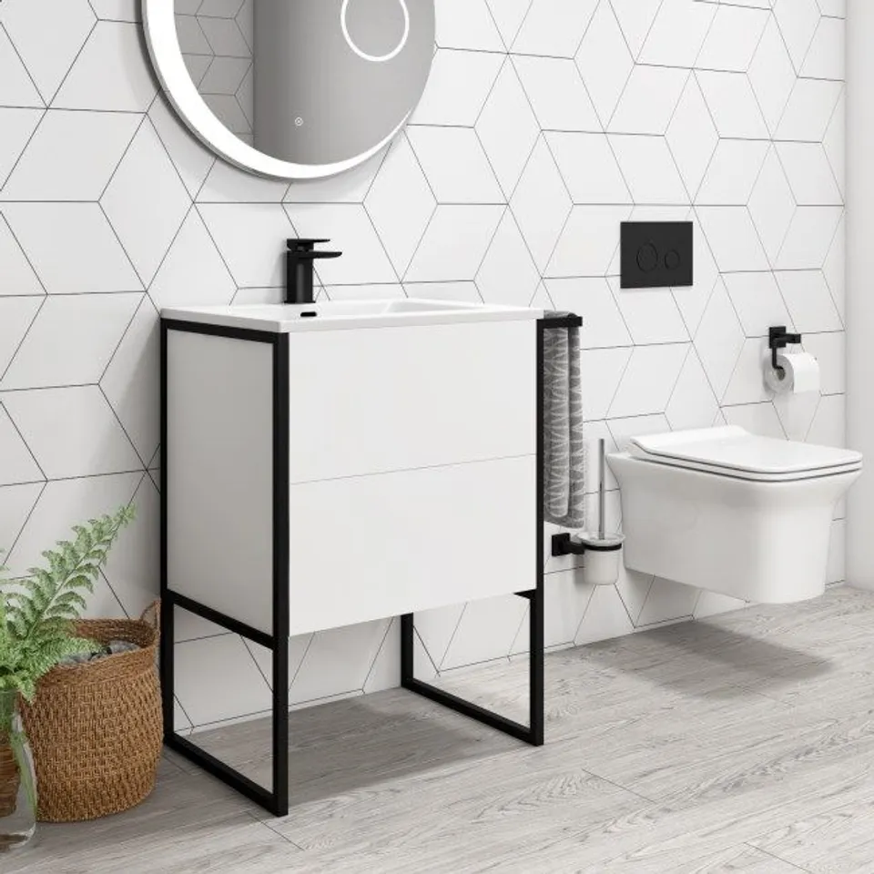 BOXED NERO 60CM MATT WHITE VANITY UNIT