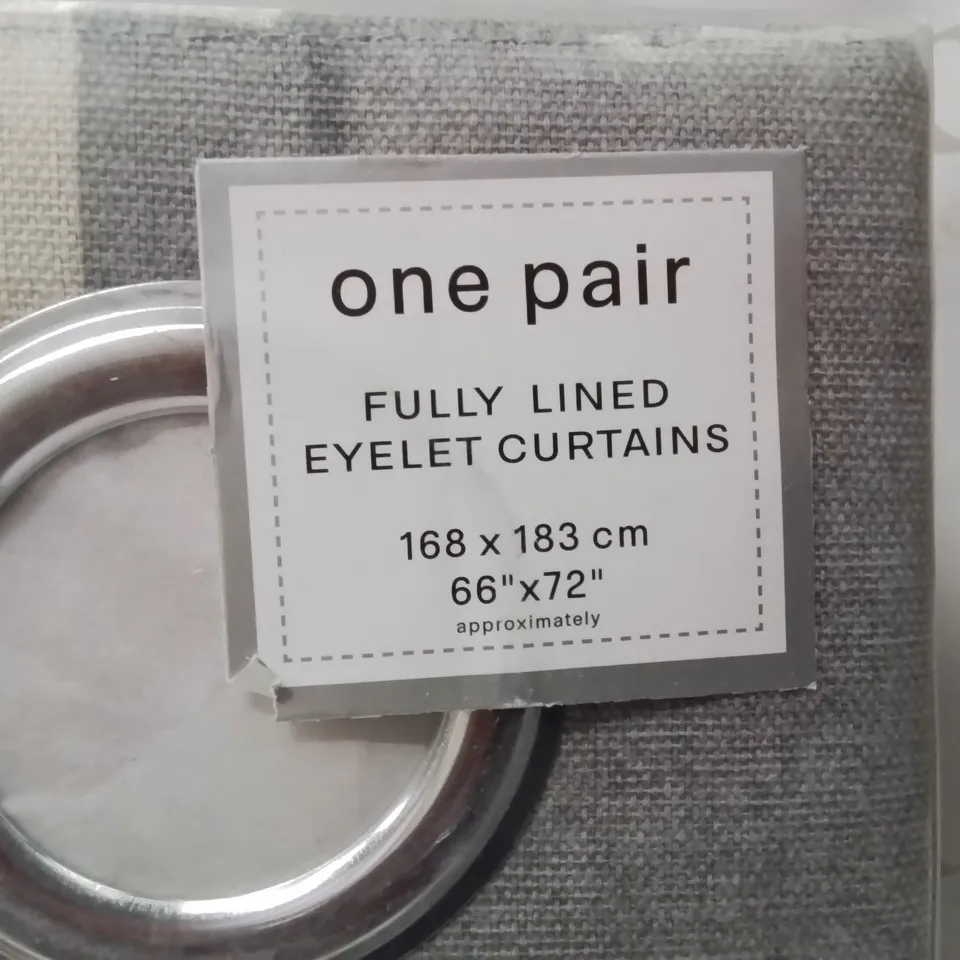 BRAND NEW FUSION FULLY LINED EYELET CURTAINS 168 X 183CM -GREY/PINK-