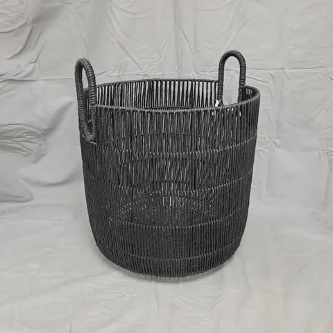 POLY RATTAN BLACK LAUNDRY BASKET