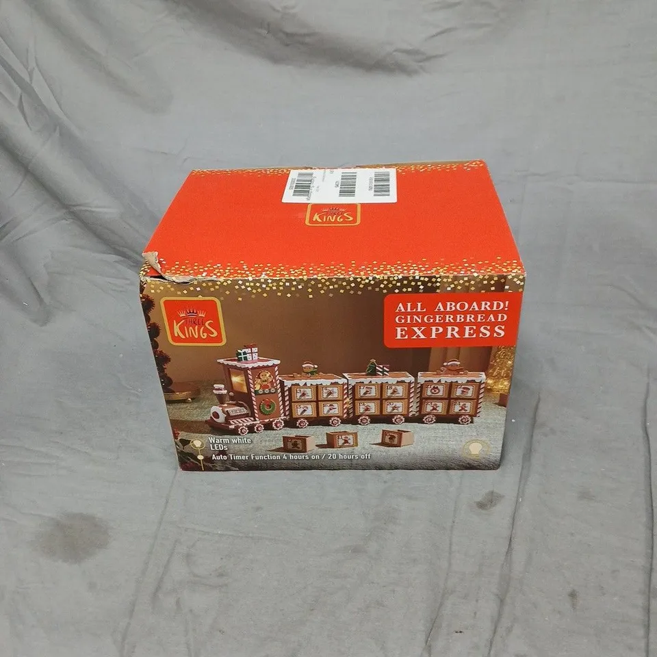 BOXED THREE KINGS GINGERBREAD TRAIN LIGHT UP ADVENT CALENDAR RRP £29.99