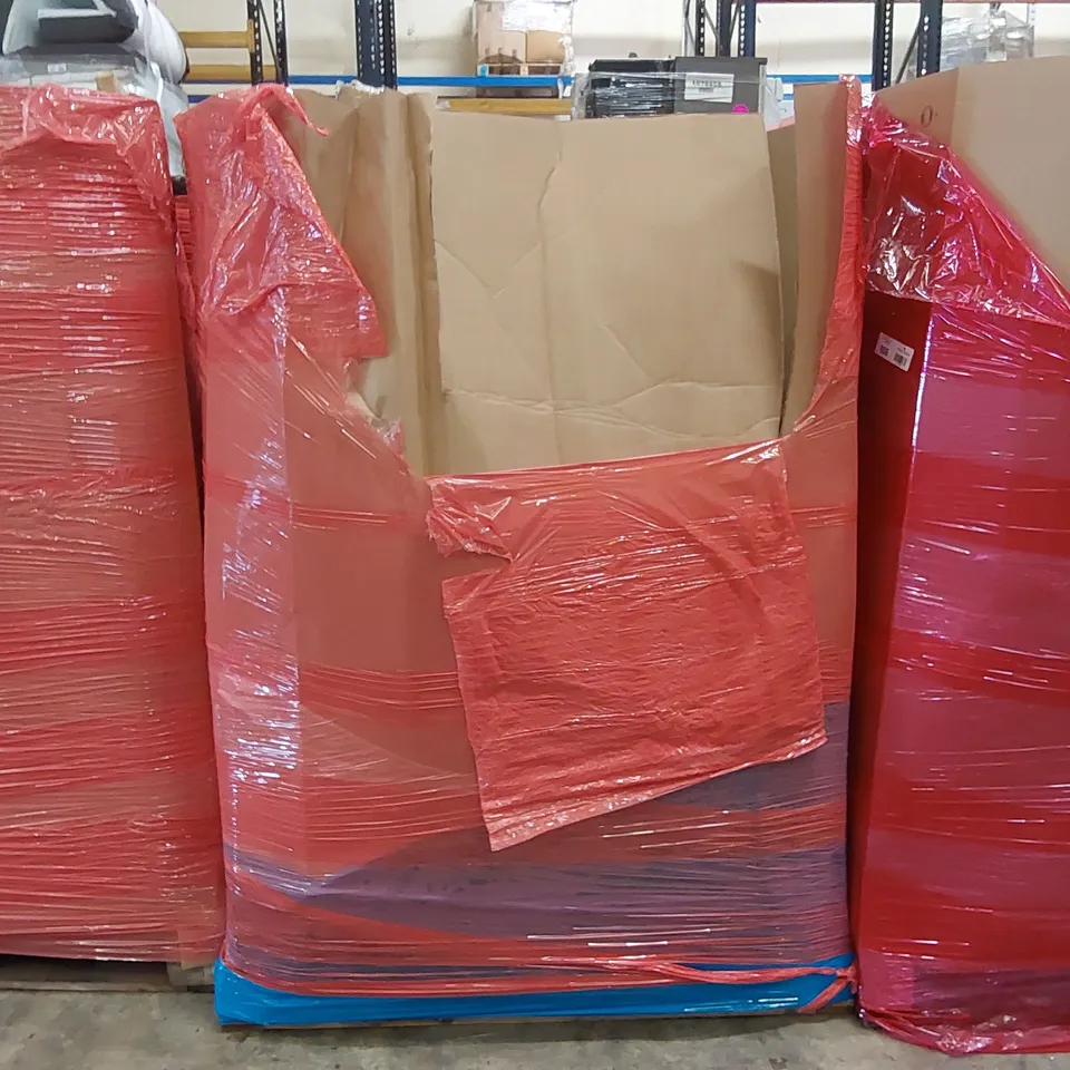 PALLET OF ASSORTED CONSUMER PRODUCTS TO INCLUDE: NESTING COFFEE TABLES, AIR FRYER, STEAM CLEANER, LAMINATE FLOOR CUTTER ECT