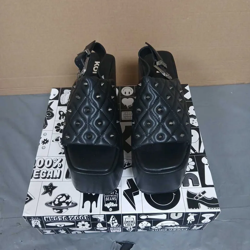 BRAND NEW BOXED KOI IMPERIAL WEB MEGA PLATFORM SANDALS – BLACK, UK5