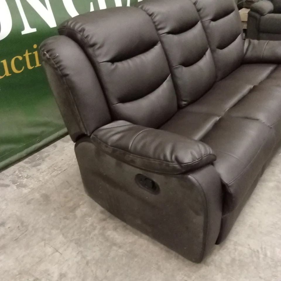 ROTHBURY LUXURY FAUX LEATHER HIGH BACK  3 SEATER MANUAL RECLINER SOFA - CHOCOLATE RRP £729