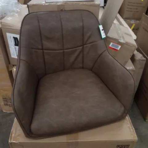 BOXED SET OF 2 DARK BROWN FAUX LEATHER DINING CHAIRS 