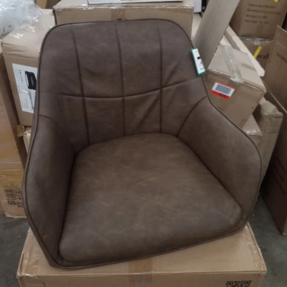 BOXED SET OF 2 DARK BROWN FAUX LEATHER DINING CHAIRS 