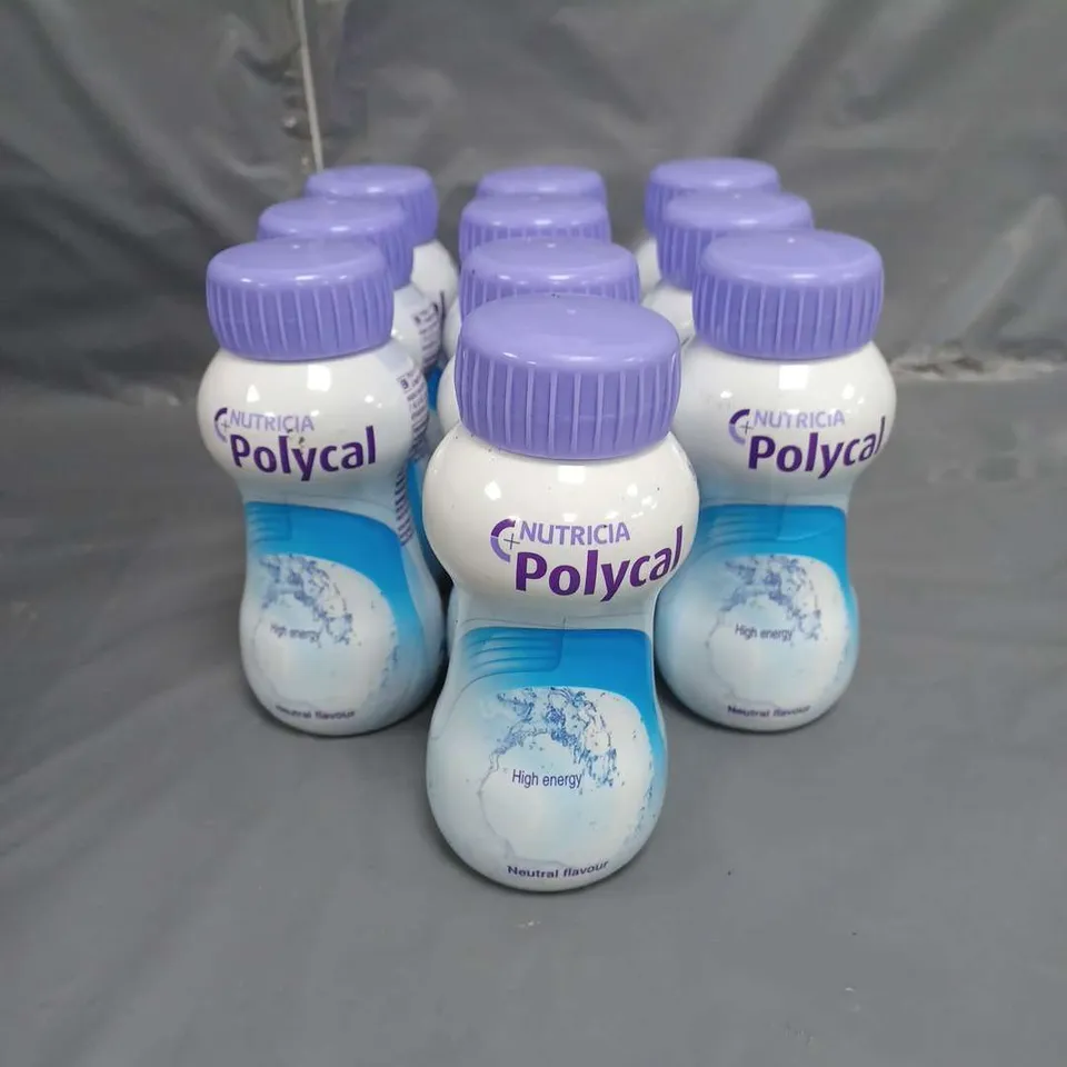 LOT OF 10 POLYCAL FOOD SUPPLEMENT DRINKS NEUTRAL FLAVOUR 200ML PER BOTTLE