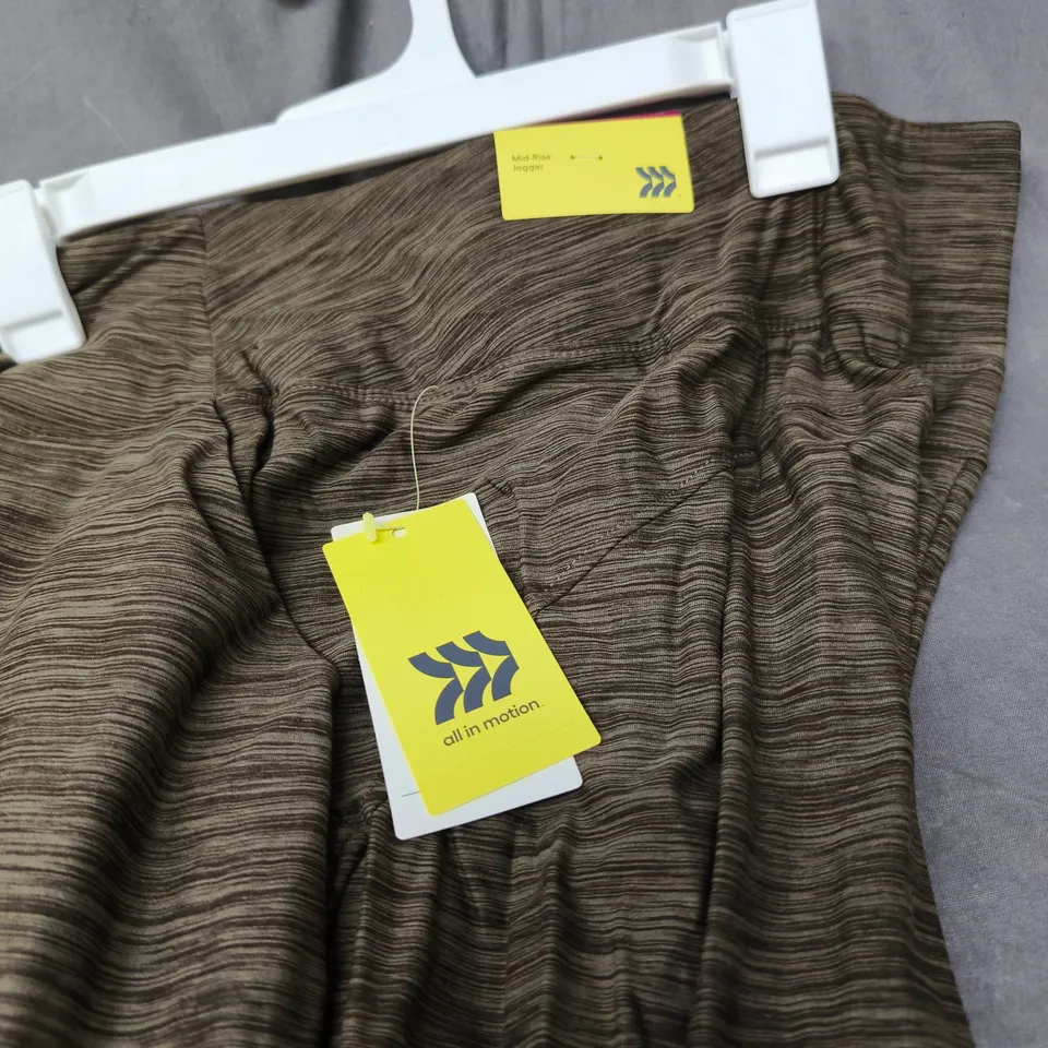 2 X ALL IN MOTION MID RISE JOGGERS HEATHERED OLIVE GREEN XXL