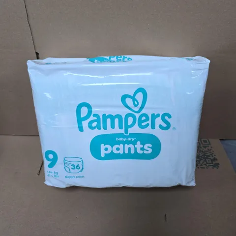 PAMPERS BABY-DRY NAPPY PANTS – SIZE 9, 36 NAPPIES