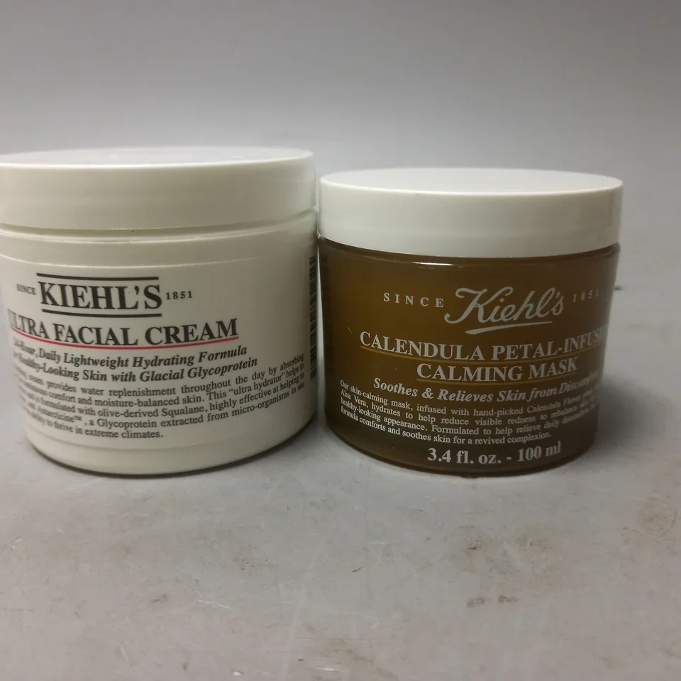 LOT OF 2 KIEHL'S ULTRA FACIAL CREAM 125ML AND CALENDULA PETAL-INFUSED CALMING MASK 100ML