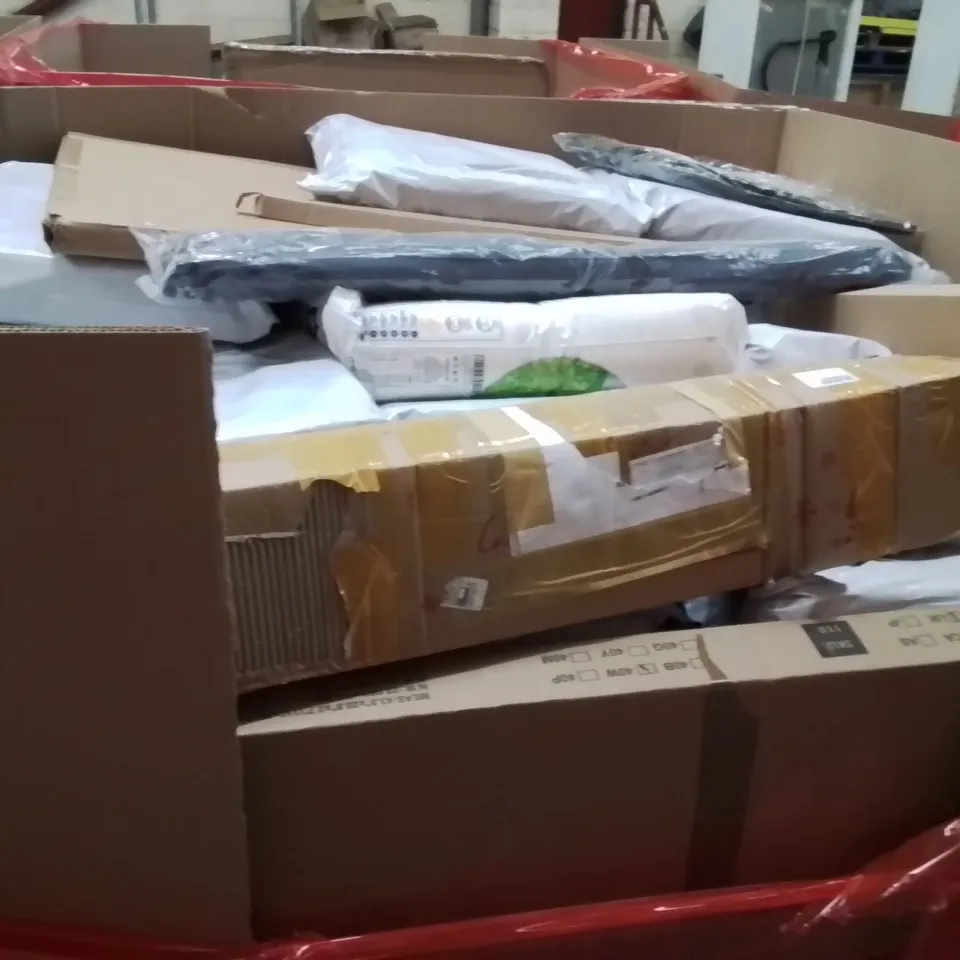 PALLET OF ASSORTED HOUSEHOLD GOODS AND PRODUCTS TO INCLUDE;CUSHION,LED MIRROR LIGHT,YOGA MAT