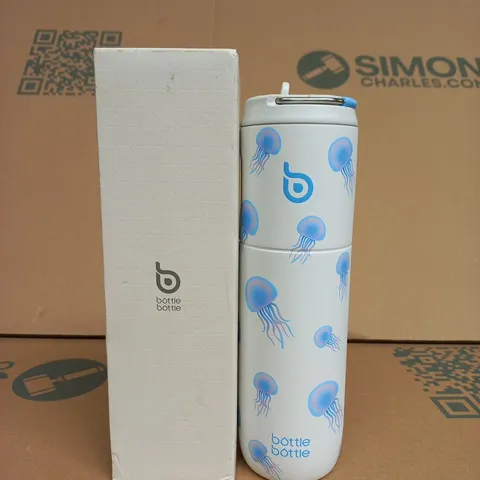 BOTTLE BOTTLE INSULATED STAINLESS STEEL WATER BOTTLE – BOXED, WHITE WITH JELLYFISH PRINT