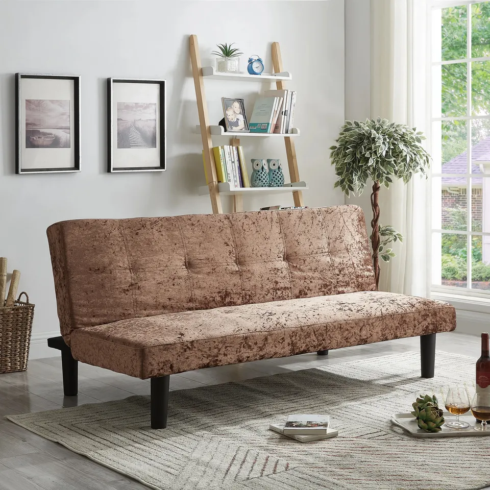 BOXED DIAMONDVILLE 3 SEATER CLIC CLAC SOFA BED - GOLD (1 BOX)