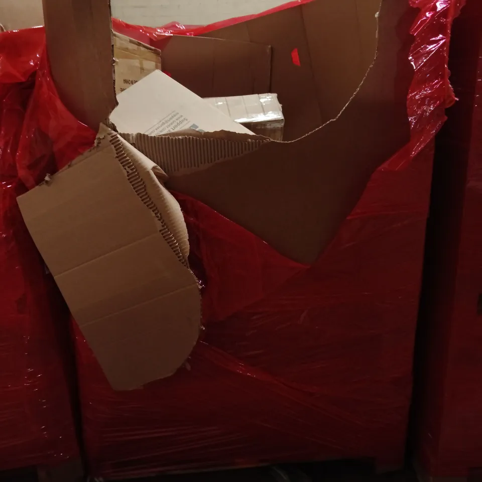 PALLET OF ASSORTED HOUSEHOLD GOODS AND PRODUCTS TO INCLUDE;TOILET SEAT COVER,FOOT SPA MASSAGER,TV STAND