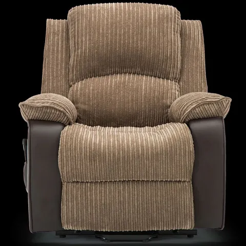BOXED POSTANA BROWN FAUX LEATHER POWER RISE & RECLINING EASY CHAIR (2 BOXES)