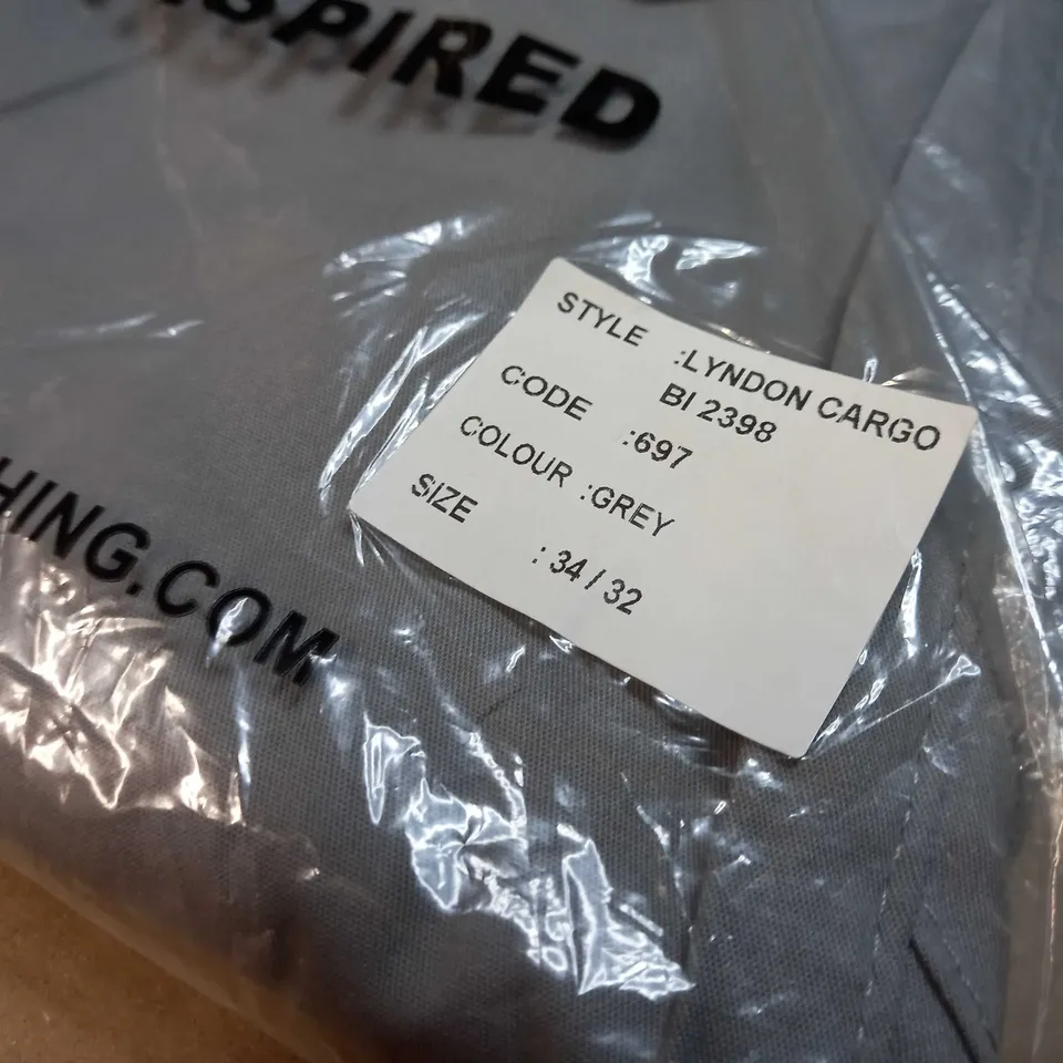 PACKAGED BEE INSPIRED GREY CARGO TROUSERS - SIZE 34/32