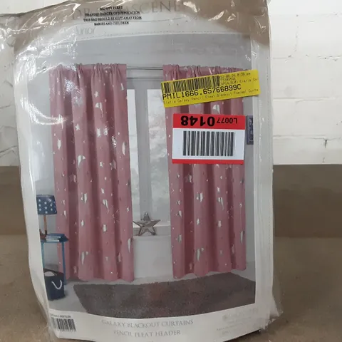 ELATIA GALAXY PENCIL PLEAT BLACKOUT THERMAL CURTAINS- PINK (117cm X 137x 