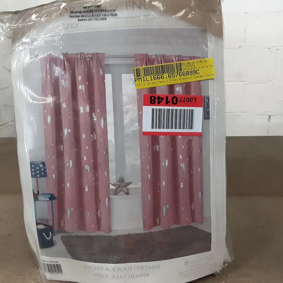 ELATIA GALAXY PENCIL PLEAT BLACKOUT THERMAL CURTAINS- PINK (117cm X 137x 
