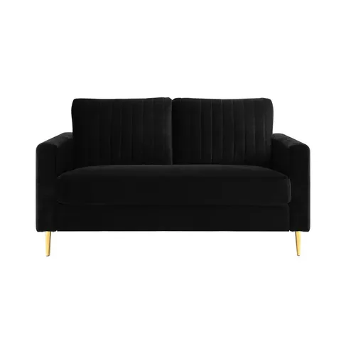 BOXED MANISTEE 2 SEATER UPHOLSTERED SOFA - BLACK VELVET (1 BOX)
