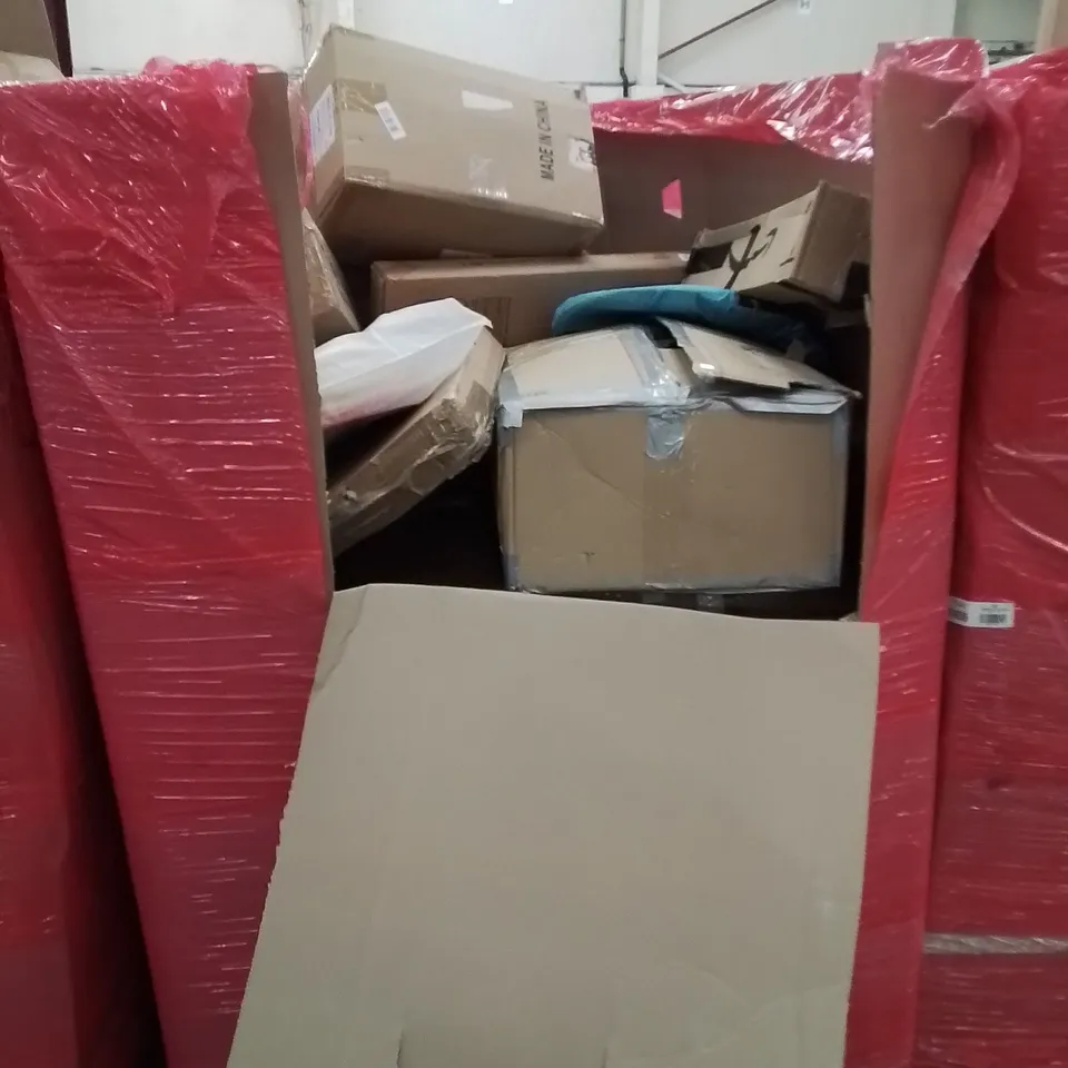 PALLET OF ASSORTED HOUSEHOLD GOODS AND PRODUCTS TO INCLUDE; COOKER HOODS, DARTS, AIR COOLER ETC
