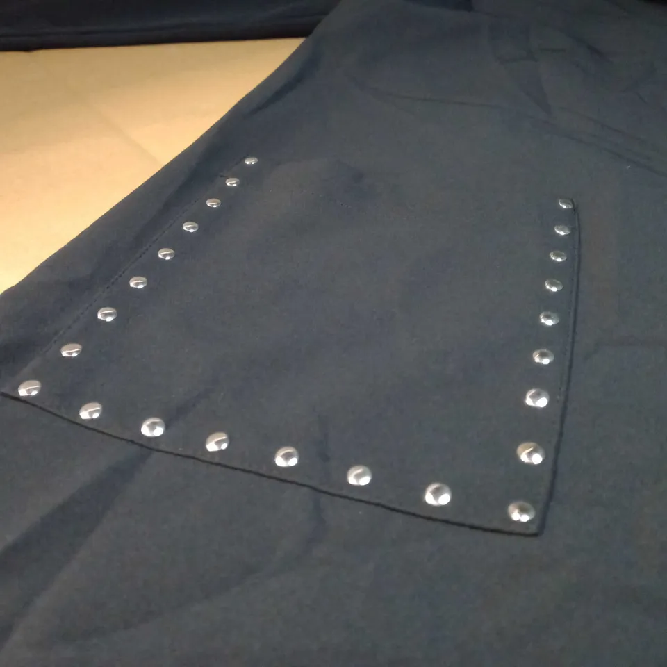 ZARA BLACK/METAL STUD DETAILED POCKET SHIRT DRESS - LARGE