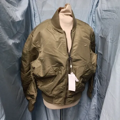 LACOSTE BOMBER JACKET – OLIVE/BROWN, MEN'S UK 38 (EU 48)