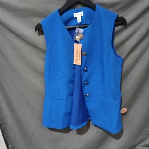 STYLE CHEAT BLUE SLEEVELESS WAISTCOAT – UK 14 (LADIES)