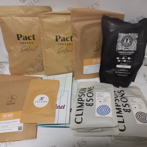 BOX OF 10 ASSORTED COFFEE PACKS TO CONTAIN PACT COFFEE, CLIMPSON & SONS, CATENA ETC