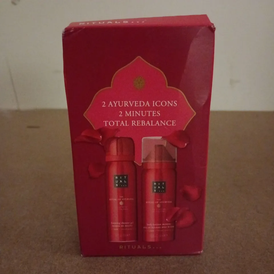 BOXED AND SEALED RITUALS... AYURVEDA MINI SET SHOWER FOAM + BODY MOUSSE BALM 50ML