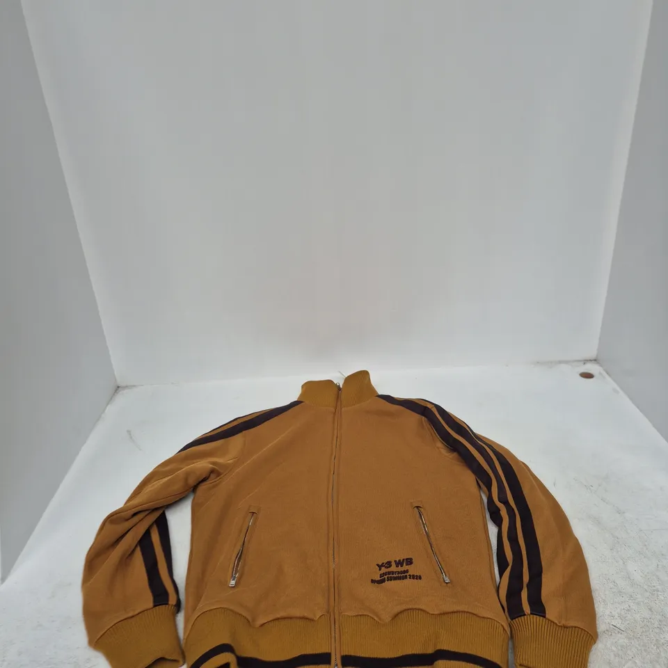 Y-3 WALES BONNER TRACK TOP – MUSTARD BROWN WITH BLACK STRIPES, UK XS