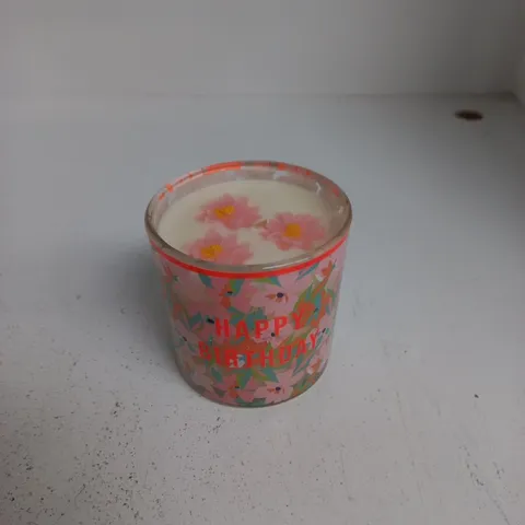 BIRTHDAY CANDLE IN FLORAL GLASS JAR – 400G