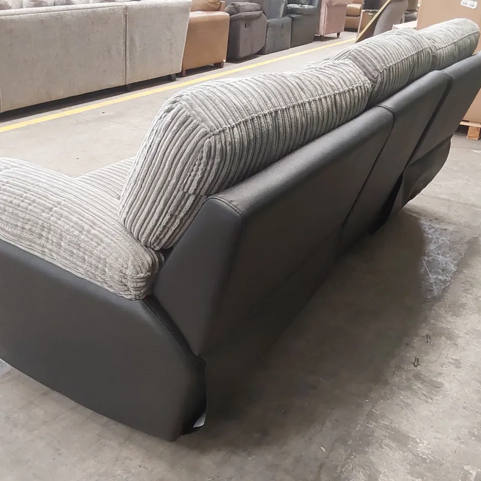 SIENNA FABRIC/FAUX LEATHER HIGH BACK 3 SEATER RECLINER SOFA RRP £849
