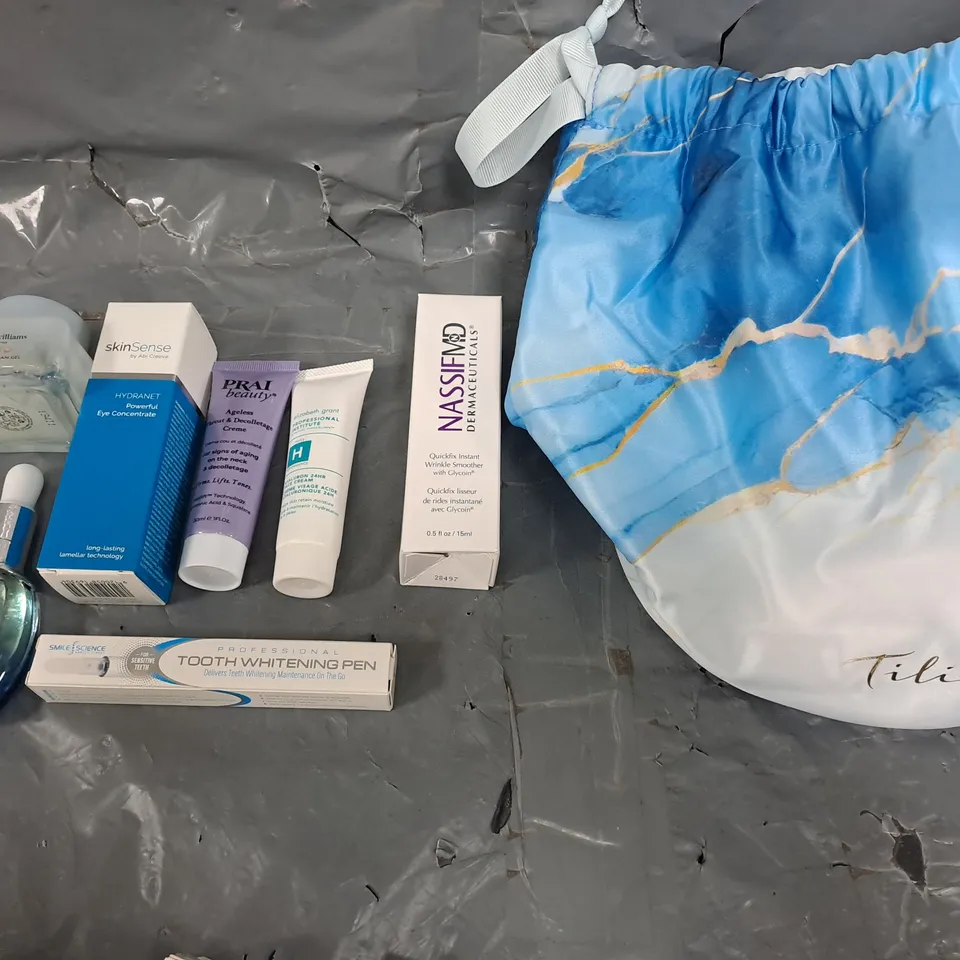 ASSORTED TILI COSMETIC KIT TO INCLUDE CRYO SKIN GEL, TOOTH WHITENING PEN, AND SKINN FIRMING ALGAE FACIAL OIL ETC. - COLLECTION ONLY 