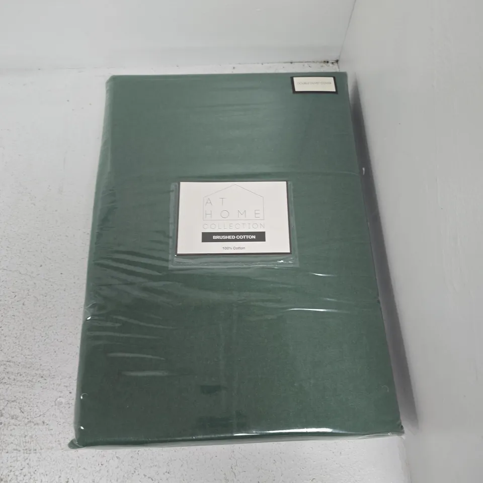 6 AT HOME COLLECTION BRUSHED COTTON DOUBLE DUVET COVERS SETS IN GREEN