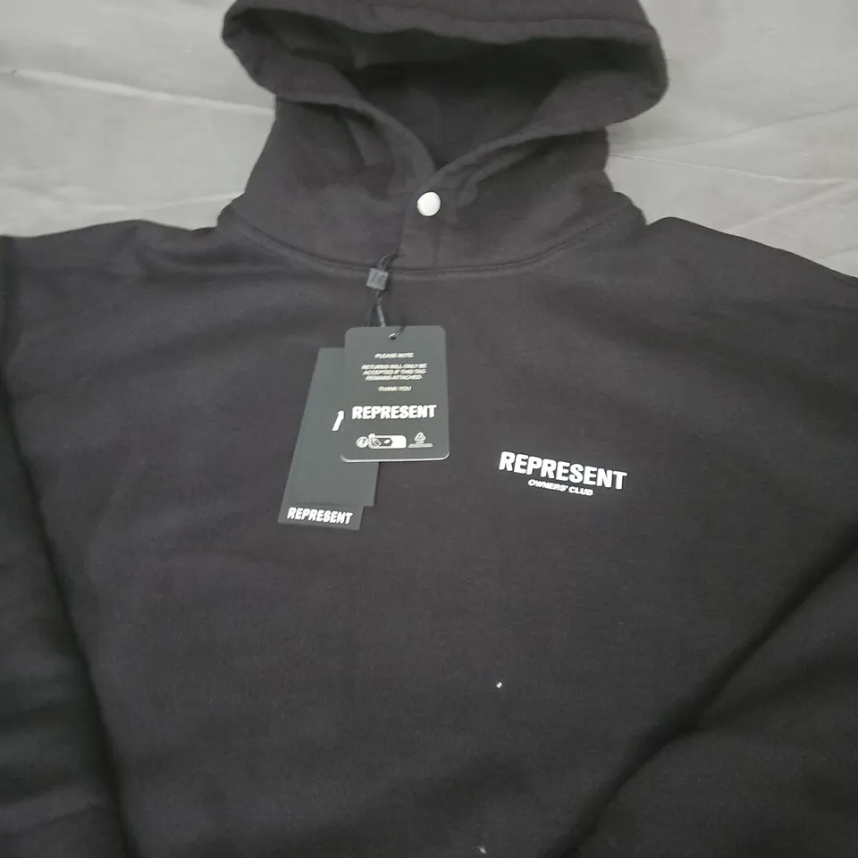 REPRESENT OWNERS' CLUB HOODIE – BLACK, UK SIZE M