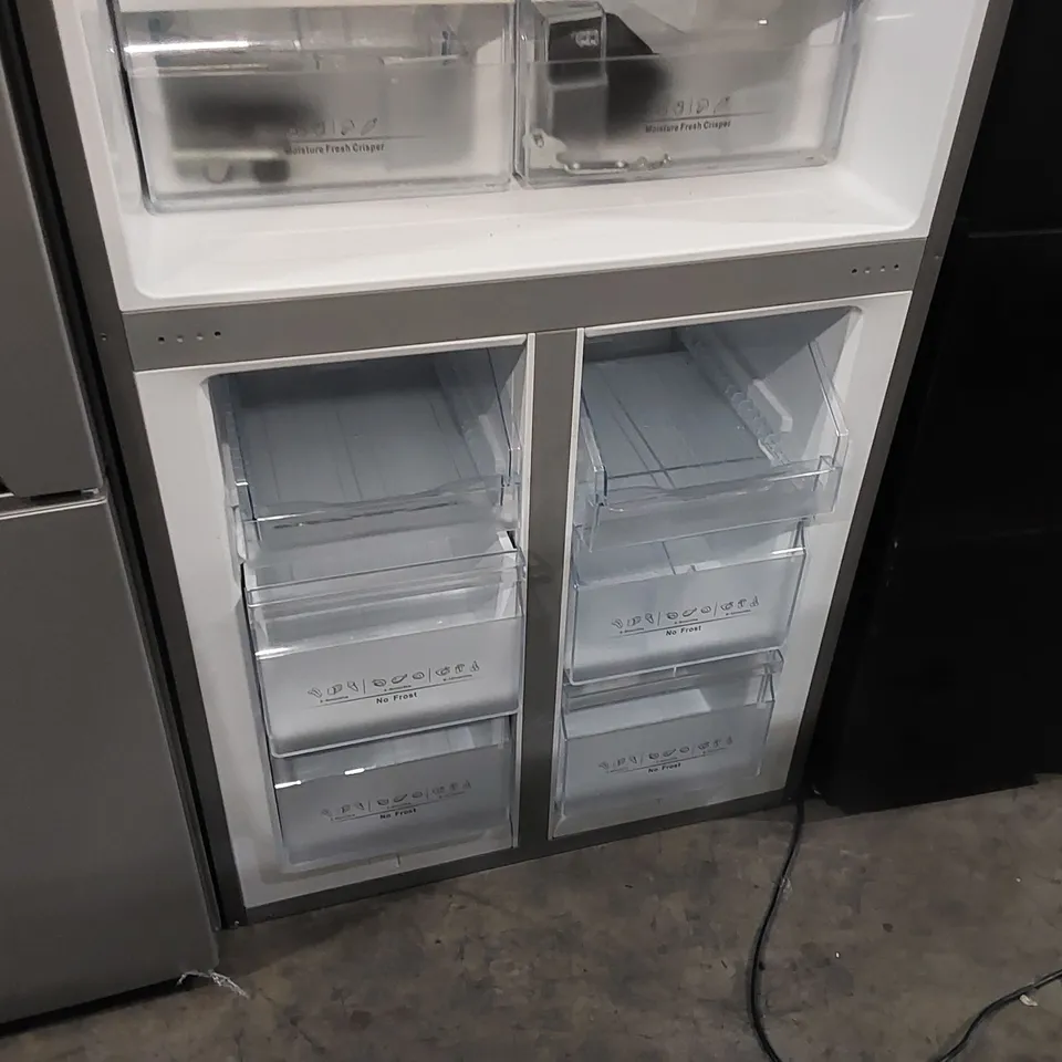HISENSE RQ560N4WCF FREESTANDING AMERICAN FRIDGE FREEZER CROSS DOOR, NO FROST, 454 LITERS, STAINLESS STEEL - F RATED, NOISE LEVEL: 41 DECIBELS [ENERGY CLASS F] // THE DOORS ARE NOT ATTACHED (3 ITEMS)
