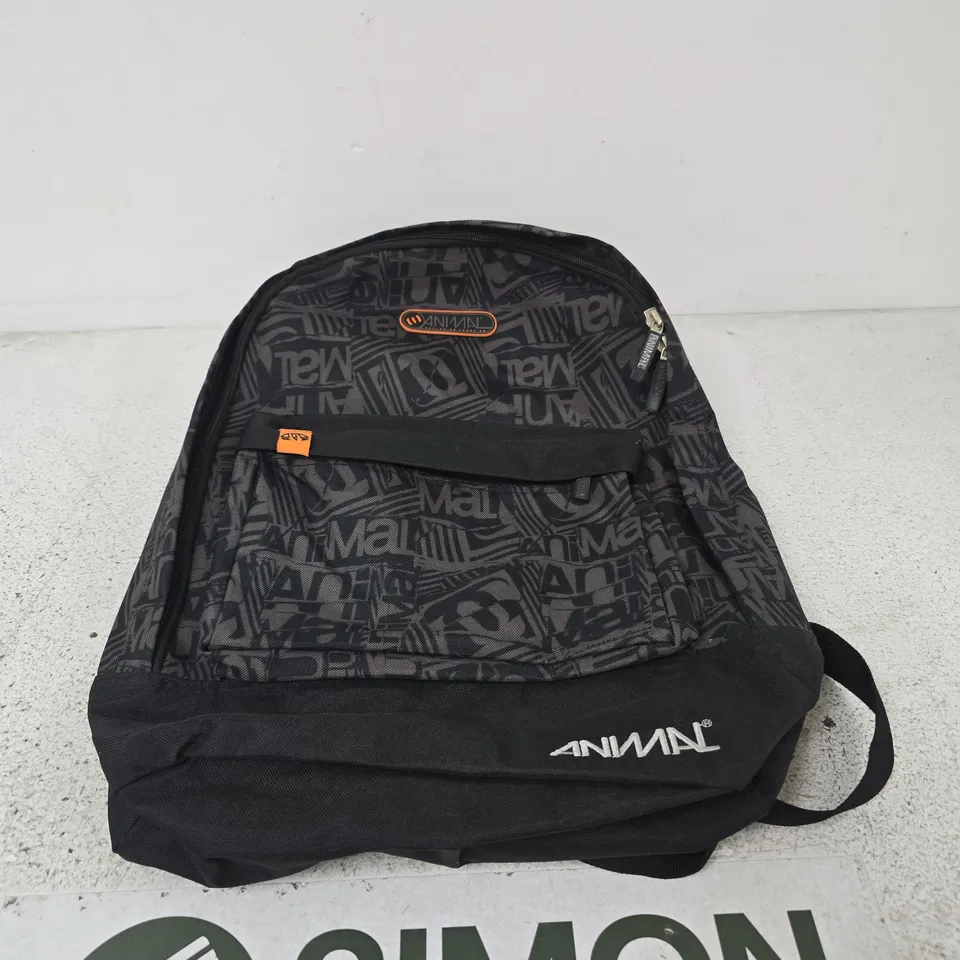 ANIMAL BACKPACK – BLACK/GREY PATTERNED WITH LOGO