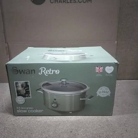 BOXED SWAN RETRO 3.5 LITRE GREEN SLOW COOKER 