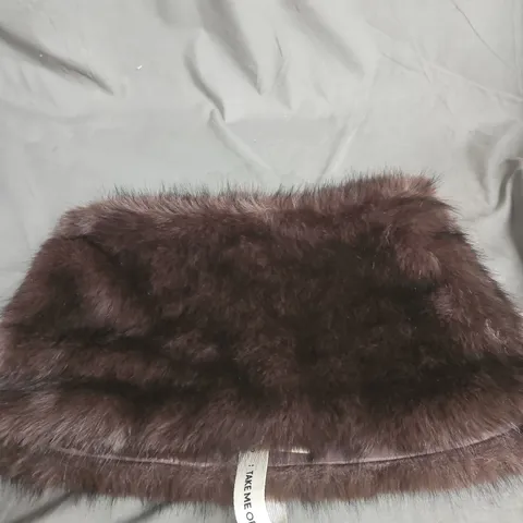MARS THE LABEL BROWN FAUX FUR MICRO SKIRT, UK SIZE 12