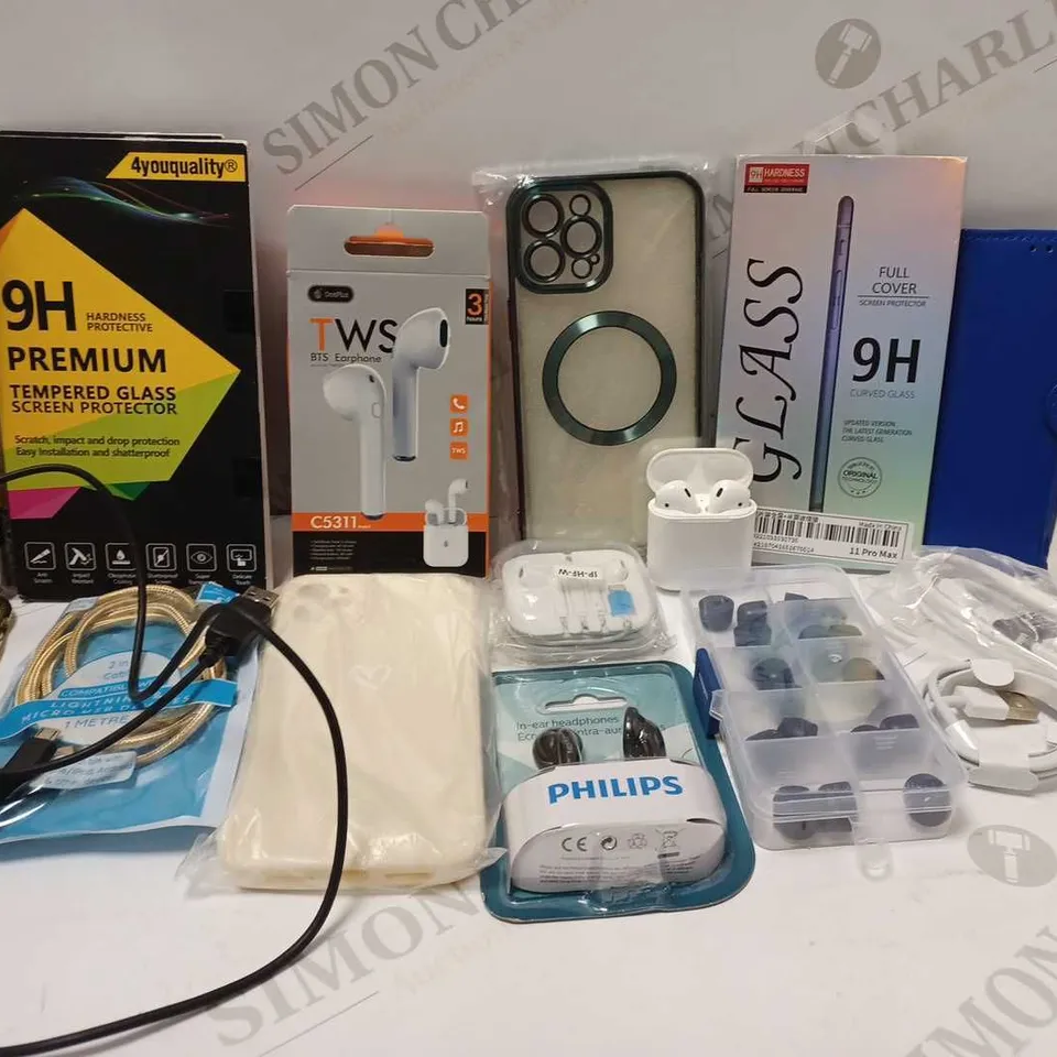 LOT OF APPROX 20 ASSORTED MOBILE PHONE accessories to include headphones, cases, usb cables, etc 
