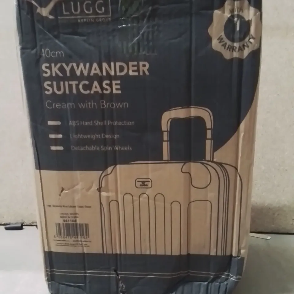 BOXED LUGG 40CM VACAY SUITCASE CREAM WITH BROWN 