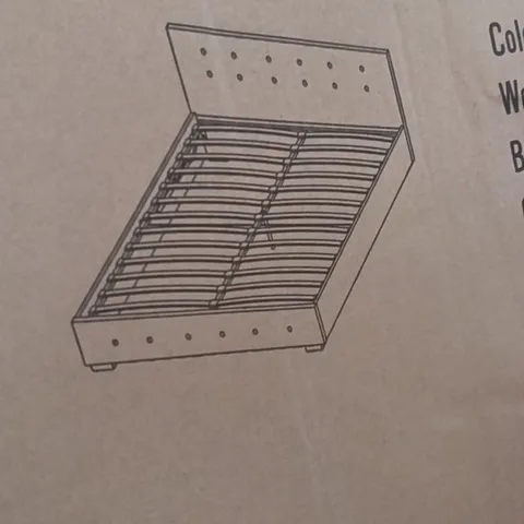 BOXED 5FT NICOLE LINEN FABRIC OTTOMAN BED - BLACK (2 BOXES)