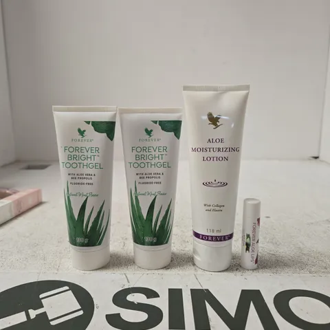 FOREVER BRIGHT TOOTHGEL (2) AND FOREVER ALOE MOISTURIZING LOTION (118 ML) WITH ALOE LIPS BALM